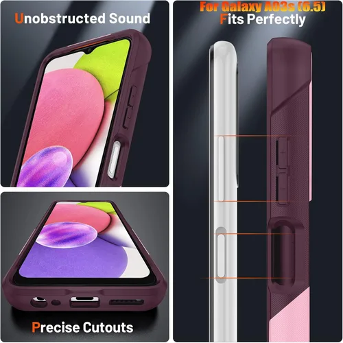 Vista 6 de Funda resistente para Samsung Galaxy A03s/A02S de 6.5 pulgadas, 4 esquinas con bolsas de aire [protección contra caídas de 12 pies], agarre