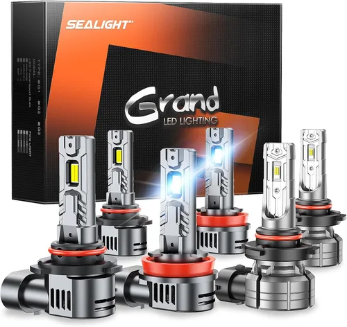 Vista 11 de SEALIGHT H3 Bombillas LED antiniebla, salida de 44000 lúmenes, 6000 K, blanco frío, bombilla LED H3, tamaño pequeño, para luces antiniebla, paquete