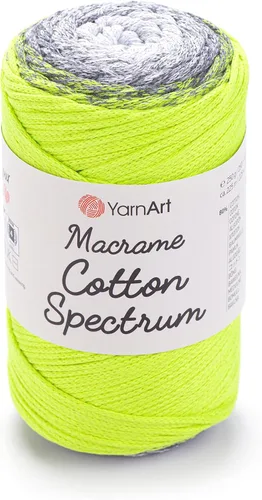 Vista 24 de YarnArt Macramé de Algodón Spectrum – Cuerda Multicolor 80% Algodón – 8.8 oz (250g), 246 yardas (225m) – Cuerda Colorida para Nudos, Tejido 512.2 in