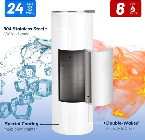 Vista 5 de Joyclub Sublimation Blanks - Vasos de 20 onzas a granel, paquete de 10