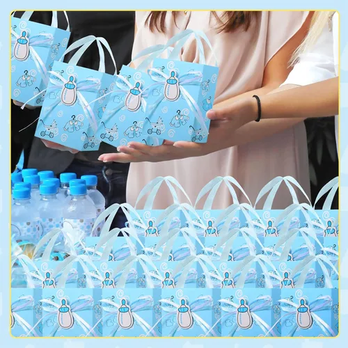 Vista 6 de Dianelhall 48 bolsas de regalo pequeñas para baby shower, para bebé, niño y niña, de 3 x 4 pulgadas, mini bolsas de regalo de fiesta de cumpleaños