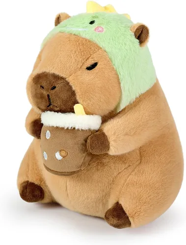 Vista 14 de Ditucu Bonita almohada de felpa Capybara naranja con mochila de tortuga, animales de peluche, juguetes de peluche Capibara, regalos para niños