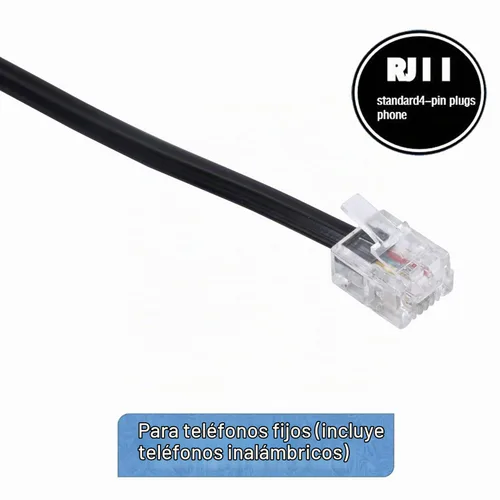 Vista 7 de Cable de extensión para teléfono fijo con enchufe estándar RJ-11 6P4C (3 pies-paquete de 3, negro)