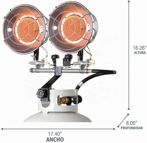 Vista 10 de Mr. Heater, Calentador de propano para exteriores MH30T con doble tanque (cilindro de propano no incluido)