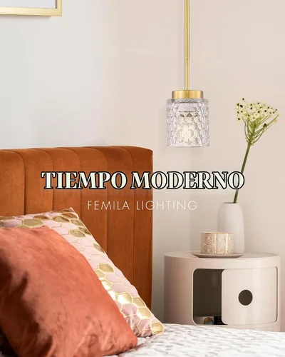 Vista 4 de FEMILA Lámpara Colgante Dorada, Accesorios de Iluminación Colgante de 4", Iluminación para Isla de Cocina, Vidrio Martilleado, Base E26, 4FY86MIL BG
