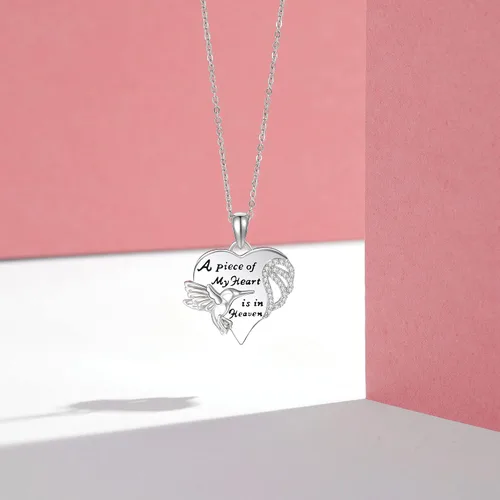Vista 5 de Collar conmemorativo de alas de ángel de plata de ley 925, collar conmemorativo con colgante de ala de ángel, regalo conmemorativo en memoria de un