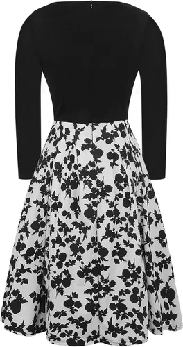 Vista 3 de oxiuly - Vestido de fiesta para mujer estilo vintage con bolsillos de parches OX165