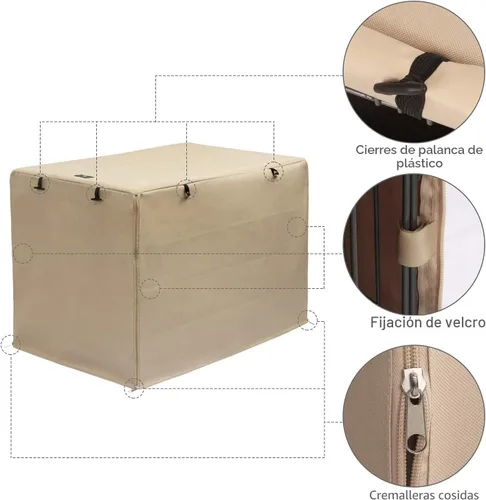 Vista 5 de X-ZONE PET - Funda impermeable para jaula de perro, 24 pulgadas, color beige