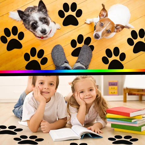 Vista 3 de ReliThick 30 Piezas Calcomanías de Suelo con Huellas de Patas 7.5" Huellas de Patas Grandes Adhesivo de Pared Autoadhesivo Calcomanía de Suelo