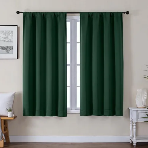 Vista 149 de Gwine Aqua Short Curtains 36 Inches Long - Small Half Window Kitchen Curtains Over Sink, Solid Blackout Curtain for Bathroom Basement Cabinet RV, 2