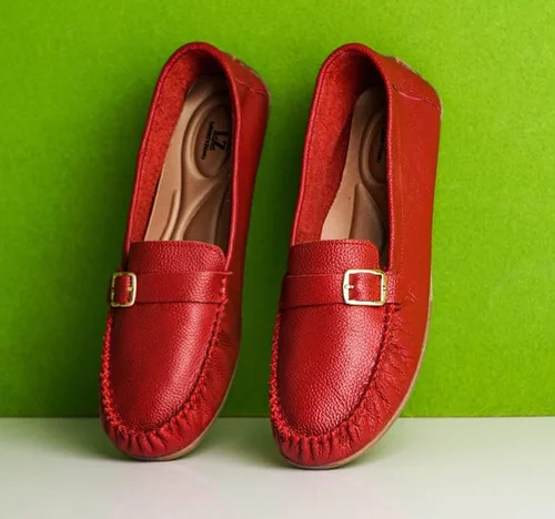 Vista 2 de Mocasines de cuero genuino para mujer, zapatos planos cómodos y ligeros, mocasines casuales