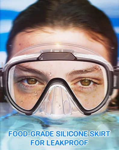 Vista 6 de Gafas de natación para adultos y niños, gafas de natación antivaho con cubierta para la nariz, sin fugas, máscara de buceo de esnórquel transparente