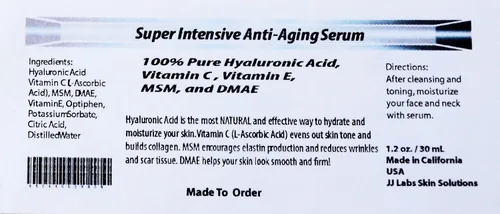 Vista 2 de Suero antienvejecimiento súper intensivo, ácido hialurónico 100% puro, vitamina C, vitamina E, MSM y DMAE (1 oz)