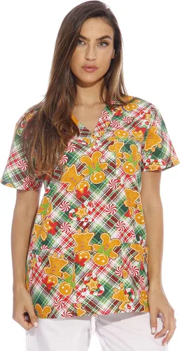 Vista 30 de Just Love - Tops de trabajo festivos para mujer Aqua - Luna y estrellas