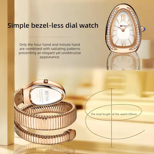 Vista 5 de OFNS Relojes de Serpiente para Mujeres Reloj de Pulsera Tipo Brazalete de Lujo con Forma de Serpiente con Diamantes de Cuarzo Esfera con Números