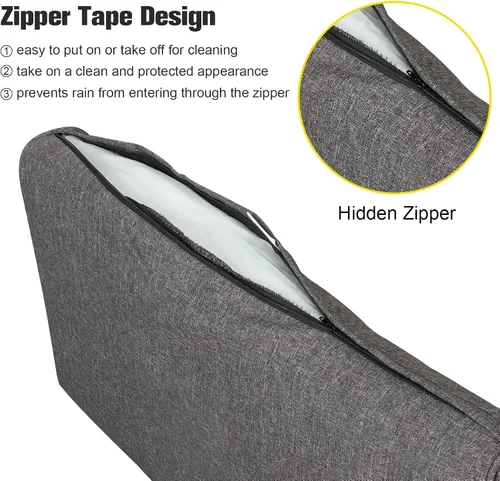 Vista 5 de KINTNESS Fundas de cojín de repuesto para sofá modular de ratán de 7 piezas, 14 fundas impermeables para cojines de patio con cremallera