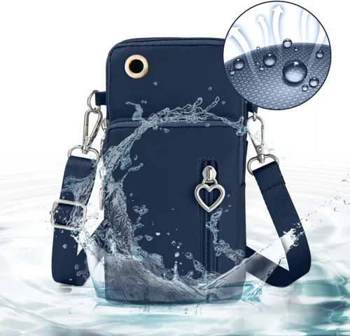 Vista 6 de Bolso cruzado para teléfono para mujer, bolso cruzado pequeño de nailon para hombro, bolso de brazo, bolso para teléfono celular, con puerto