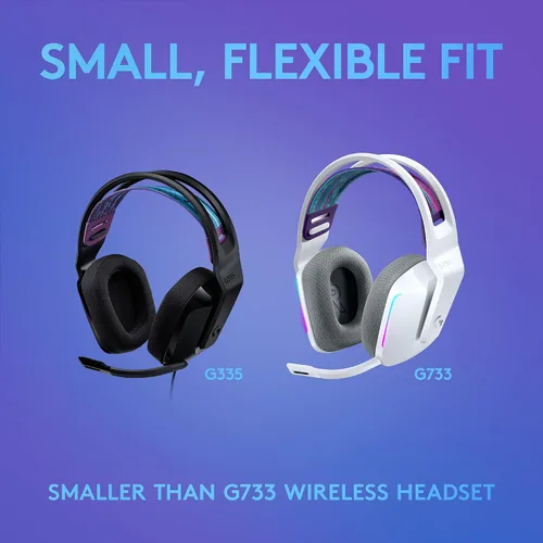 Vista 11 de Logitech G335 - Auriculares con cable para videojuegos, micrófono abatible, conector de audio de 3.5 mm, almohadillas de espuma viscoelástica