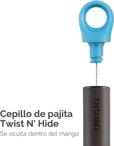 Vista 4 de Owala cepillo limpiador de botella de agua 2 en 1 y cepillo limpiador de pajita de botella de agua, cepillo de botella de agua con cabezal removible