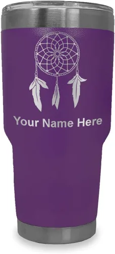 Vista 11 de LaserGram Vaso aislado al vacío de 20 onzas, atrapasueños, grabado personalizado incluido (negro) Engraved Gift, Vacuum Insulated Stainless Steel