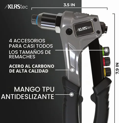 Vista 4 de KLRS tec - Kit de pistola de remache profesional con 120 remaches y 4
