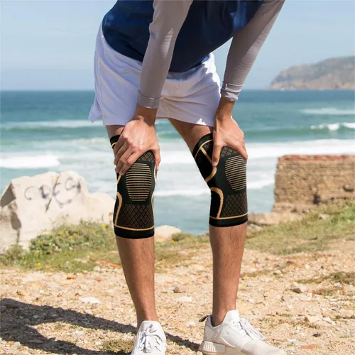 Vista 6 de Rodilleras de cobre para hombres y mujeres (paquete de 2) - Rodilleras de compresión de cobre para dolor de rodilla, artritis, deportes y soporte