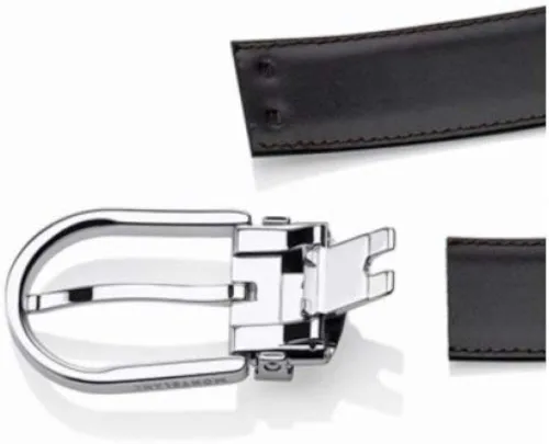 Vista 3 de Montblanc Cinturón doble de cuero negro y marrón ajustable 12 x 472in - 128135