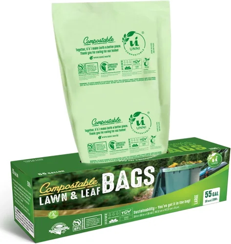 Vista 12 de Bolsas de basura compostables UNNI, 2.6 galones / 9.84 litros, 100 unidades, extra gruesas de 0.71 mil, forros para contenedores pequeños de restos