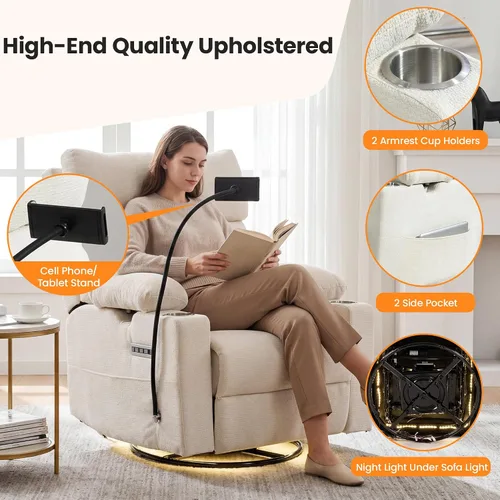 Vista 8 de Mecedora para guardería con reposabrazos ajustables, silla mecedora Beige