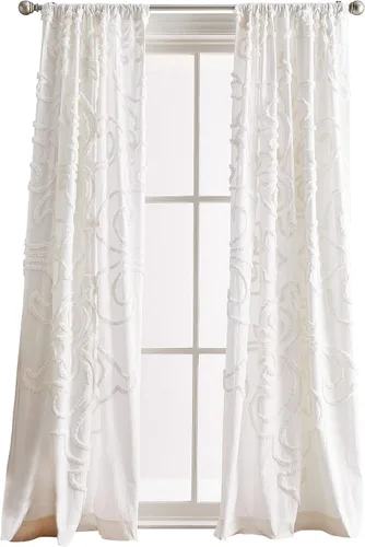 Vista 4 de Peri Home Gates - Cortina de felpilla copetuda con bolsillo para barra, par de paneles de 84 pulgadas, color blanco
