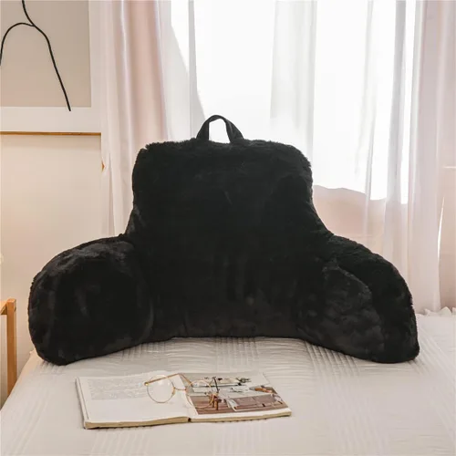 Vista 2 de Holawakaka Almohada grande de piel sintética con brazos, almohadas de lectura de piel de conejo perfectas para adultos, adolescentes, niños, brazos
