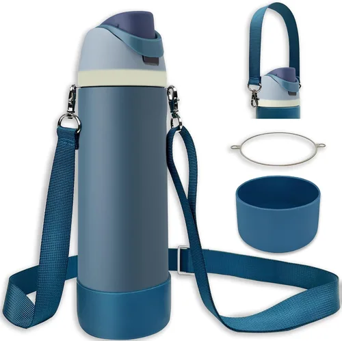 Vista 18 de Silicone Boot Set for Owala Water Bottle 24 oz, 32 oz, 40 oz - Includes Non-Slip Sleeve, Shoulder Strap & Handle Strap, Perfect Owala Accessories