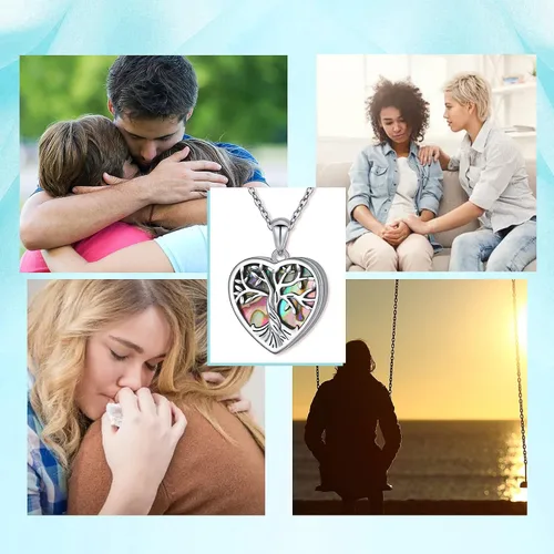 Vista 7 de Yearace - Collar de urna de fotos personalizado para cenizas, joyería de cremación para cenizas, collar conmemorativo de recuerdo de plata de ley