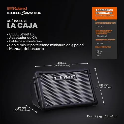 Vista 6 de Roland CUBE Street EX amplificador de 4 canales a batería de 50 vatios