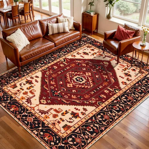 Vista 636 de SERISSA - Tapetes florales vintage, antideslizante, lavable, pequeño, ultrasuave, bohemio, de pelo bajo, para entrada, interiores, habitación