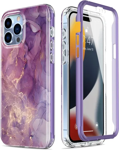 Vista 10 de Esdot Funda para iPhone 15 Pro con protector de pantalla integrado, funda duradera con diseños de moda para mujeres y niñas, elegante funda Piedra