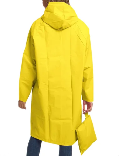 Vista 5 de Poncho de lluvia de EVA reutilizable para adultos, unisex, hombres y mujeres, impermeable largo transparente con capucha