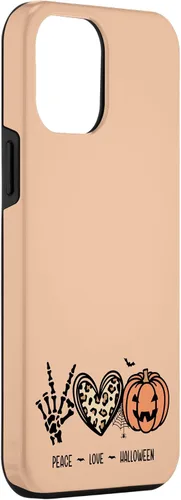 Vista 3 de Funda para iPhone 13 Pro Max Peace Love Halloween Murciélagos Arañas Calabaza Leopardo Corazón
