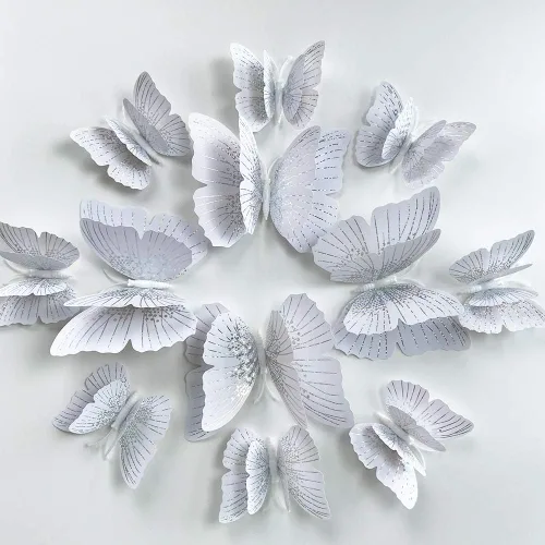 Vista 2 de 24 calcomanías de mariposa con goma de mascar de esponja e imanes, calcomanías de pared de mariposa extraíbles de cristal blanco para decoración