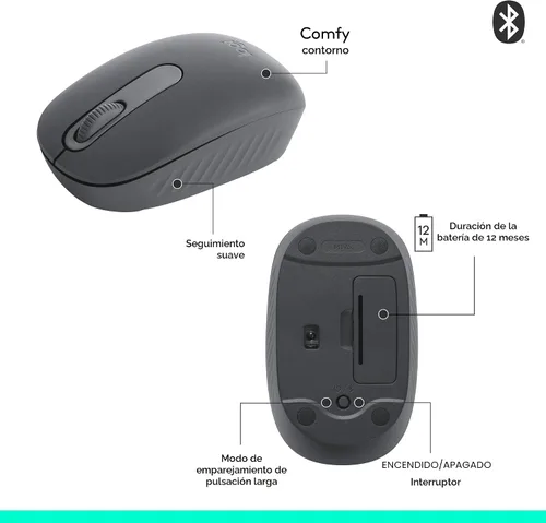 Vista 7 de Logitech M196 Ratón Inalámbrico Bluetooth, Ratón Compacto y Portátil para Laptops, Tabletas y Más, Batería de 12 Meses, Seguimiento Suave