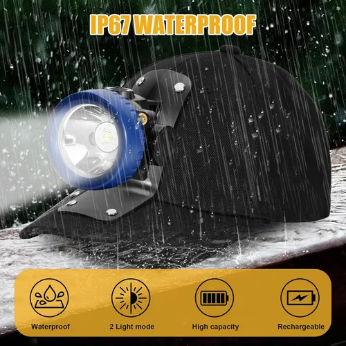 Vista 6 de Lokilo Linterna frontal de minería superbrillante de 1+6 LED, recargable, impermeable, con tapa minera, larga duración, ligera, perfecta