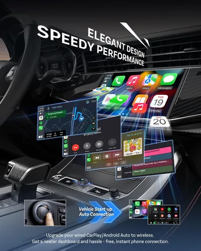 Vista 2 de Ottocast Mini Cube 3.0 Adaptador Inalámbrico CarPlay y Android Auto 2026 – Enchufe y Reproduce, Rápida Reconexión Automática (Negro)