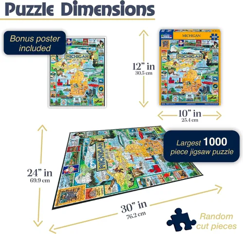 Vista 2 de White Mountain Puzzles Best of Michigan - Rompecabezas de 1000 piezas