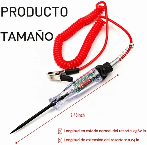 Vista 2 de Luz de Prueba Automotriz de Servicio Pesado de 3-70V, Probador de Relé LED Digital con Cable de Resorte Retráctil de 110 Pulgadas, Probador