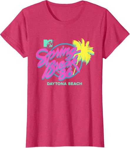 Vista 8 de MTV Camiseta de cuello redondo de ajuste clásico - Spring Break Daytona Beach, negro, adulto, manga corta, algodón y poliéster