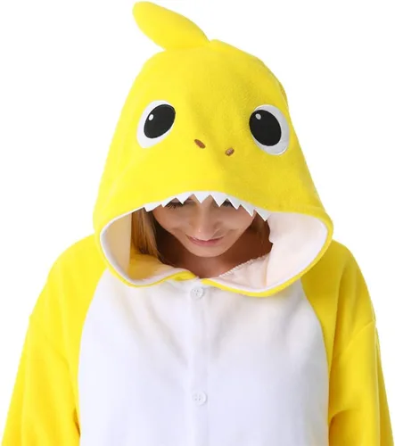 Vista 6 de dressfan - Pijama disfraz de caricatura tiburón gris, unisex, para adultos, niños, adolescentes, mujeres y hombres