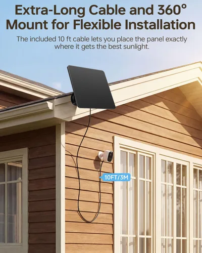 Vista 5 de Panel solar de 6 W para cámaras de seguridad - Cargador de batería solar con micro USB y USB-C, impermeable IP67 con montaje ajustable de 360° 3-NO