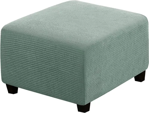 Vista 31 de ADPON Fundas otomanas cuadradas, fundas otomanas, protector de taburete de almacenamiento plegable, parte inferior elástica, tela jacquard de Negro