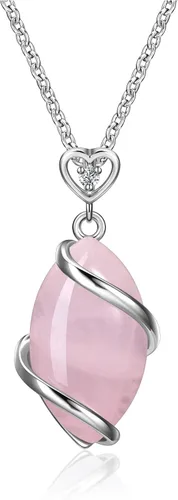 Vista 9 de Jovivi Collar de Piedra de Cuarzo Rosa y Amatista para Mujeres y Hombres, Joyería de Colgante de Cristal Reiki Curativo de Gema Natural