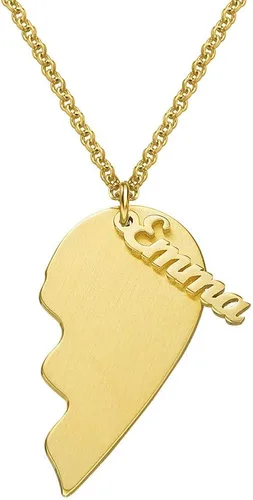 Vista 2 de MYKA - Collar personalizado de corazón roto - Joyería para parejas para novio, novia, ella, él, mujeres y hombres - Plata de ley 925, chapado en oro